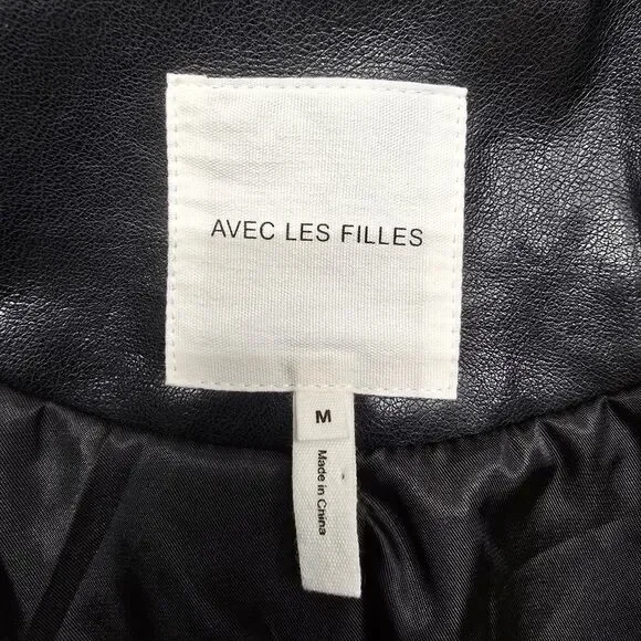 Avec Les Filles Faux Leather Jacket Long Coat Black Med Grunge Classic *Read - Picture 4 of 9